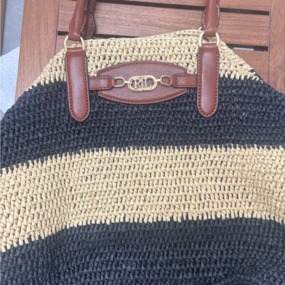 Ralph Lauren Black and Tan Shoulder Bag - Picture 2 of 3